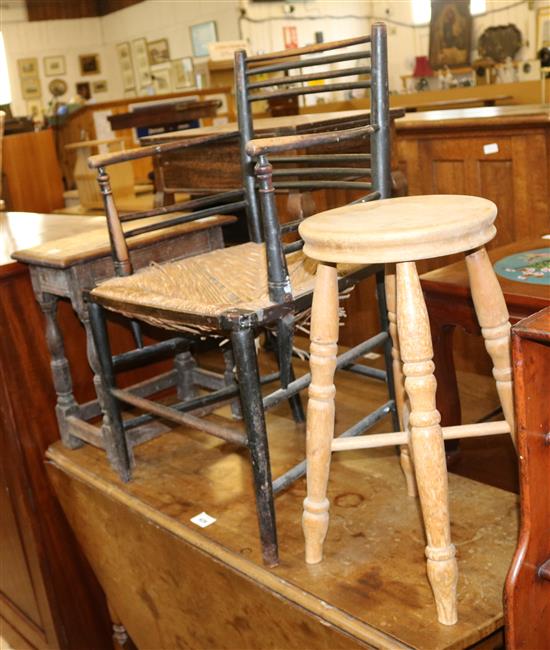 Sussex chair, Oak stool & pine stool